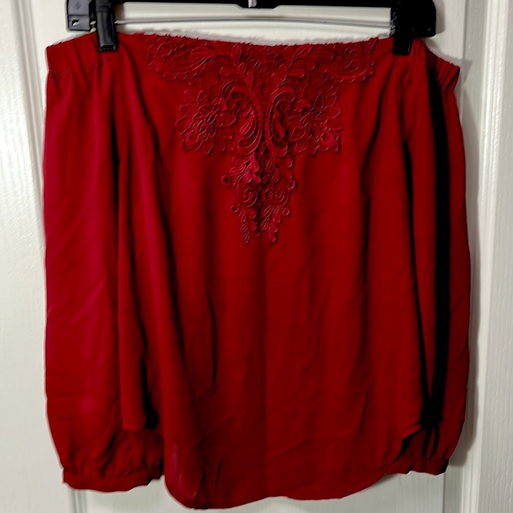 EXPRESS off the shoulder burgundy top